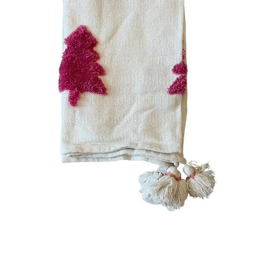 Rachel Zoe Pink Christmas Tree Throw Blanket 50x60 Holiday NEW